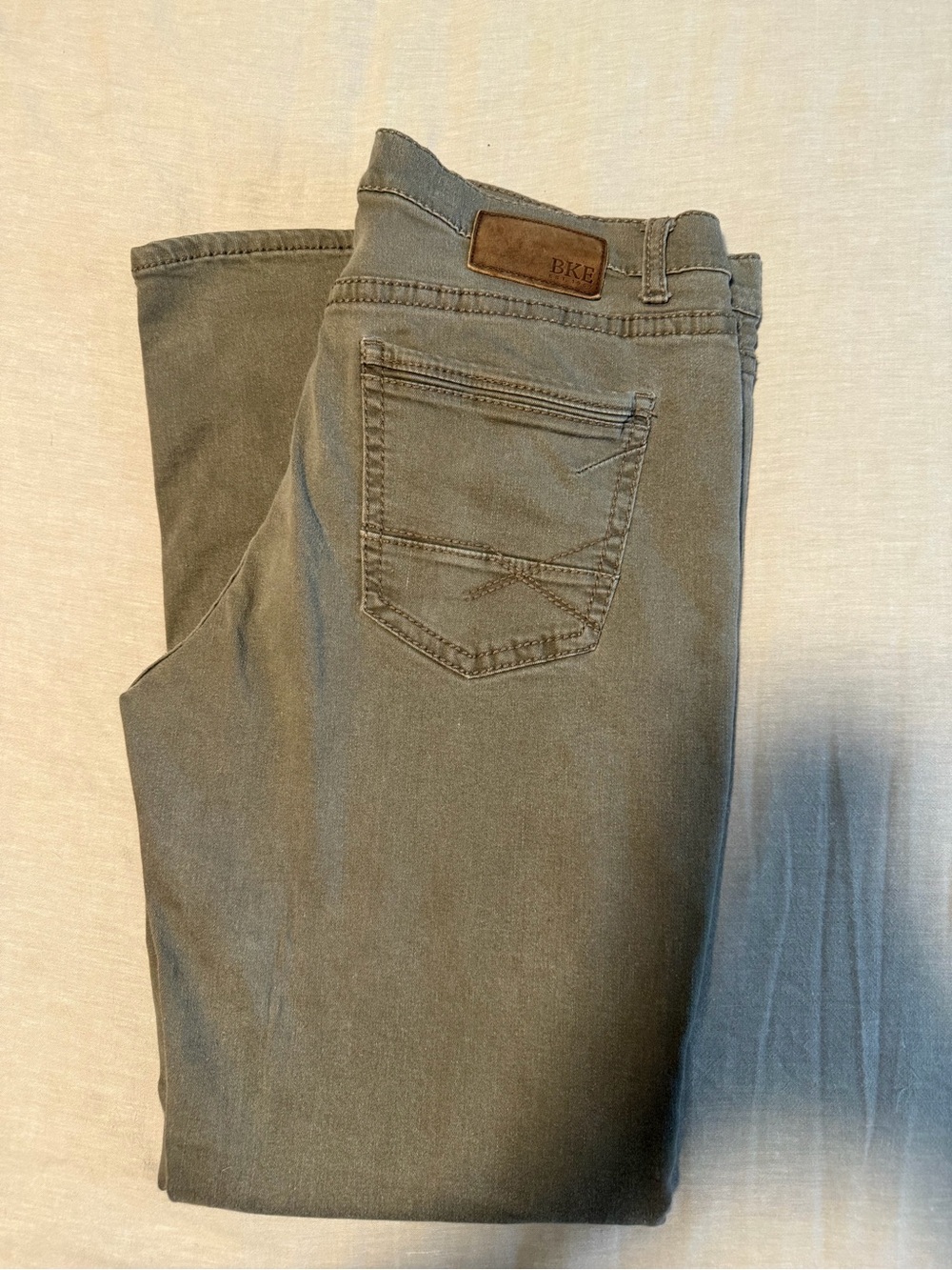 BKE Men's Slim Straight Olive-Gray Jeans